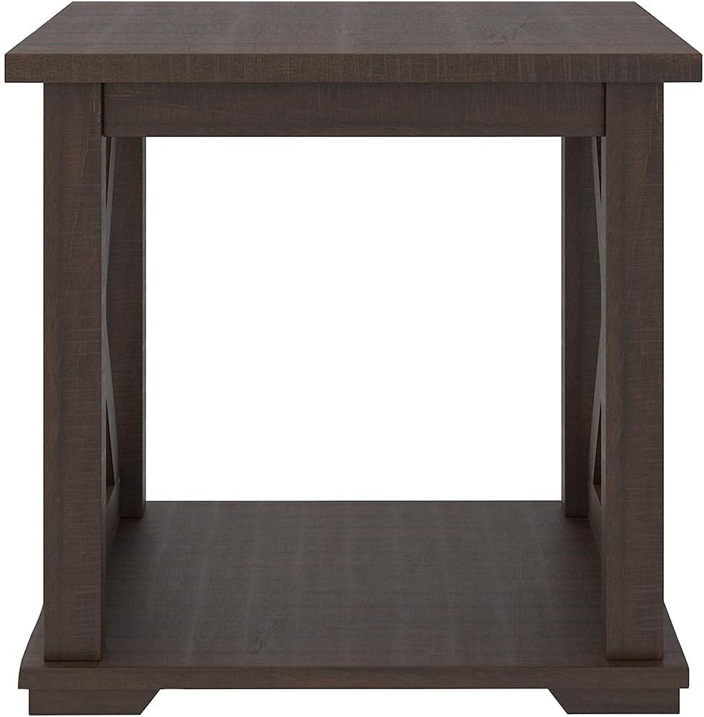 Signature Design by Ashley Camiburg Modern Farmhouse End Table with Crossbuck Details, Brown