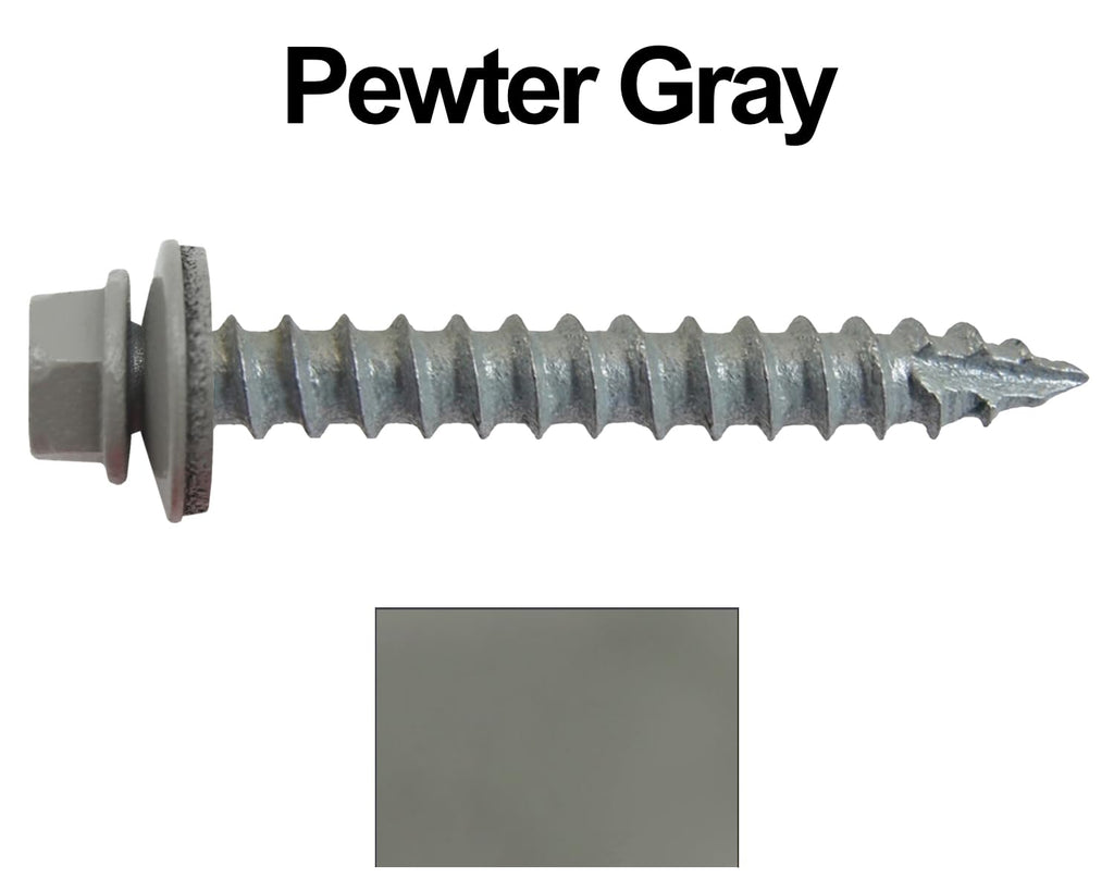 14x2 Metal Roofing Screws (Pewter Gray) (14X2 MRS CASE)