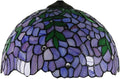 Blue Purple Stained Glass Lampshade Replacement, Tiffany Style Vintage Pastoral Green Leaves White Beads Shade for Table Lamp, Ceiling Pendant Light, Chandelier, Floor Lamp,Purple,16inch