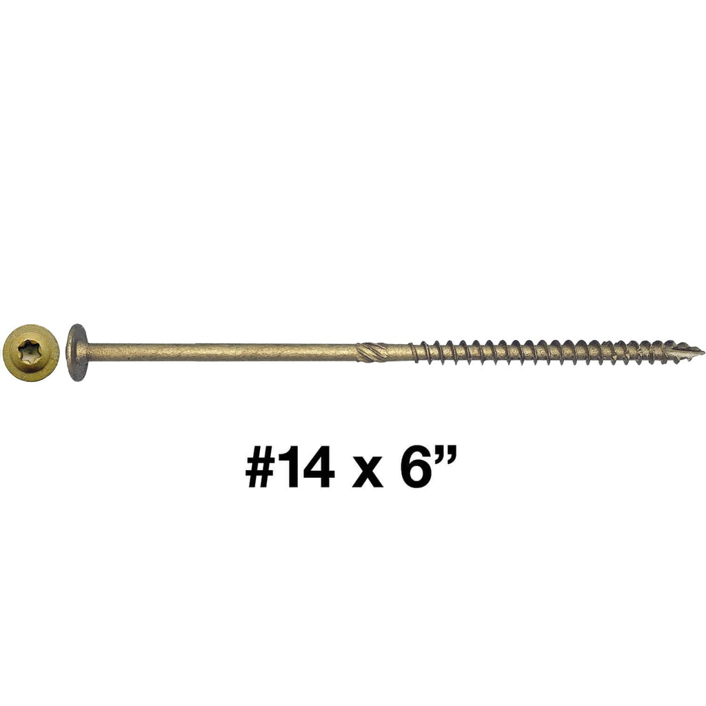 Jake Sales #14 x 6 Construction Lag Screw Exterior Coated Torx/Star Drive Heavy Duty Structural Lag Screw Far Superior to Common Lag Screws (Full Box - 600 Screw Count) Modified Truss Washer Head