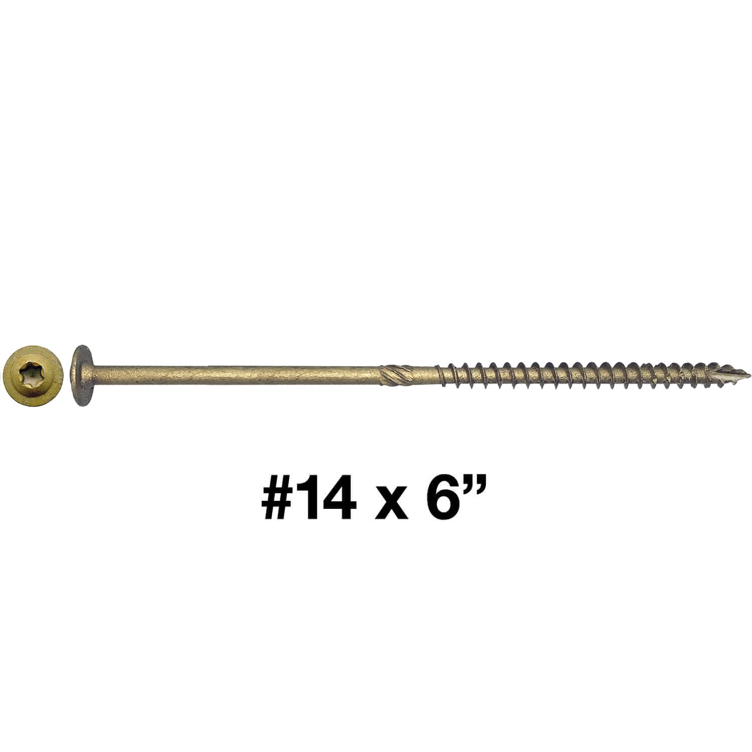 Jake Sales #14 x 6 Construction Lag Screw Exterior Coated Torx/Star Drive Heavy Duty Structural Lag Screw Far Superior to Common Lag Screws (Full Box - 600 Screw Count) Modified Truss Washer Head
