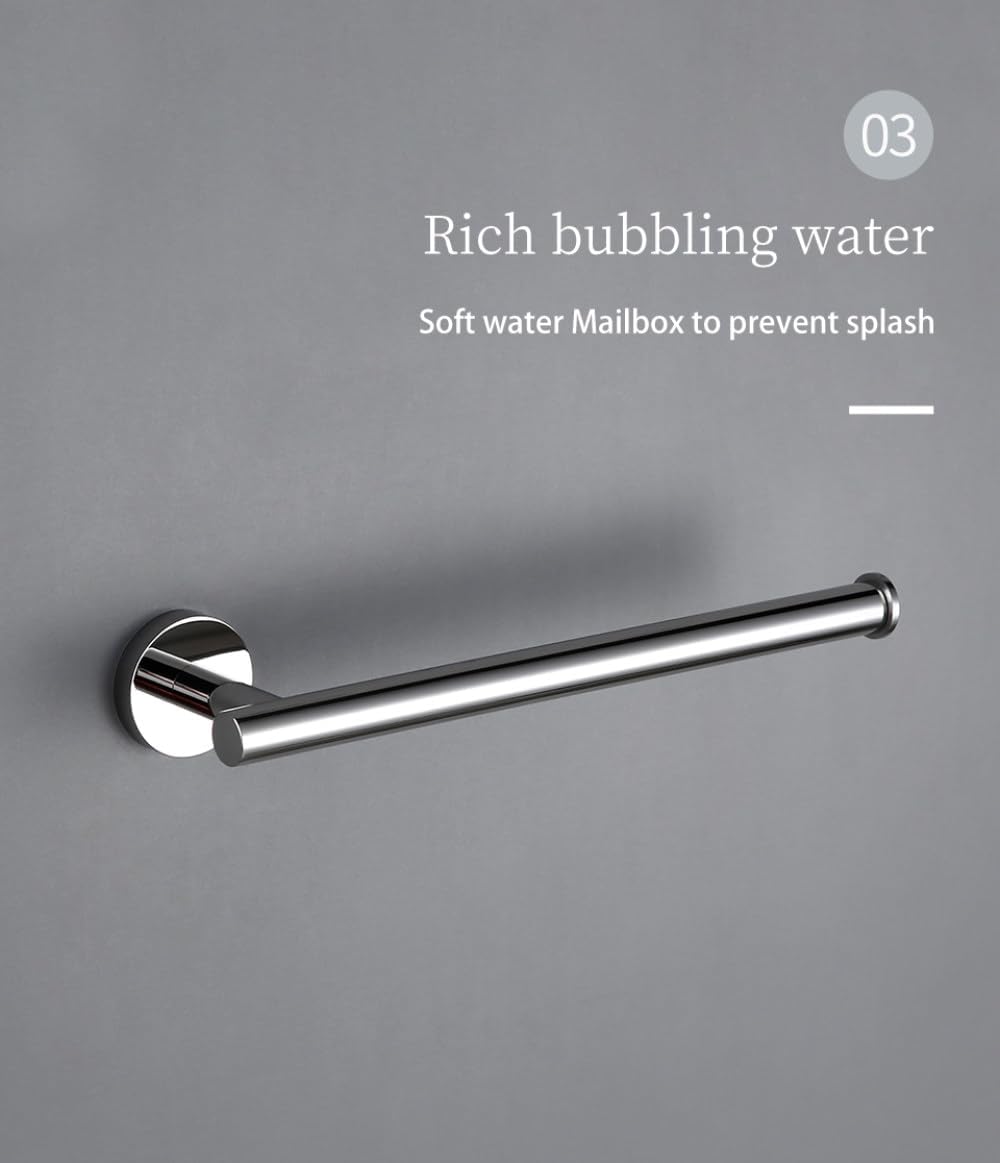 Stainless Steel Chrome Beautiful Wall Hook Toilet Paper Holder Towel Ring Bar Self-Adhesive Bathroom Accessories,4 Piece Set