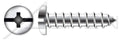 (400 pcs) #10 X 2, Self-Tapping Sheet Metal Screws, Type A, Pan Head Phillips/Slot Combo Drive, Stainless Steel