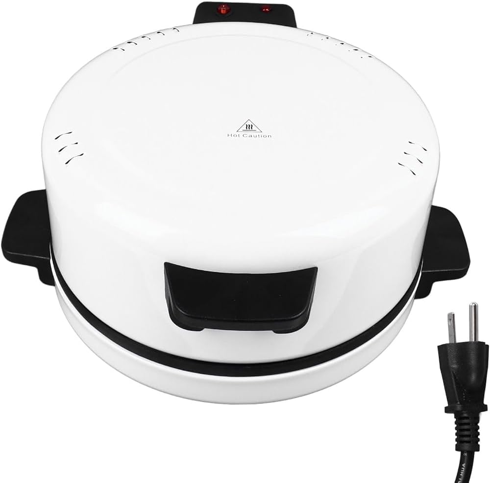 12 Inch Countertop Pizza Maker, Electric Oven Arabic Bread Maker Machine Stainless Steel Heating Coil Fast Cooking for Home Kitchen