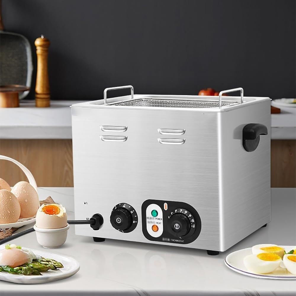 Commercial Egg Boiler Machine, 45 Egg Capacity Restaurant Automatic Egg Boiler Steamer, 110V-220v/50hz, with Mesh Basket, Timing Function, 30-110℃ Temperature Control, Egg Cooker