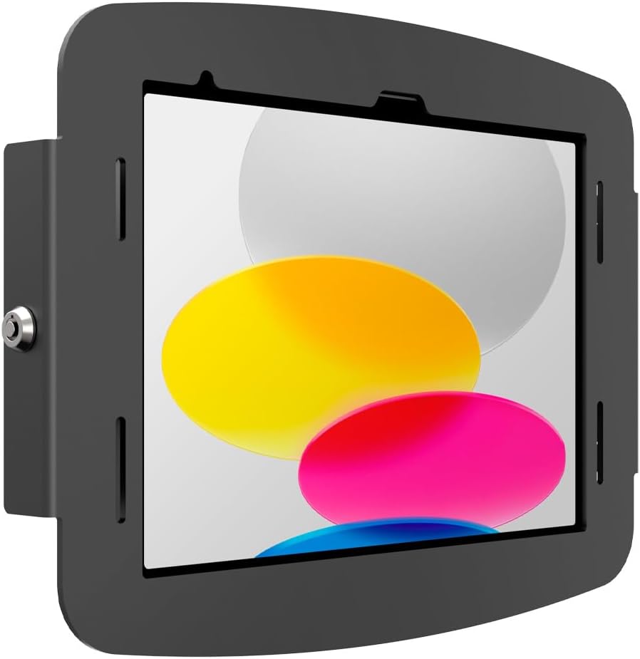 Compulocks Space Enclosure Wall Mount, Secure Anti Theft Display Holder for iPad 10th and 11th Generation (A16), Durable Steel Security Case with Lock – Black