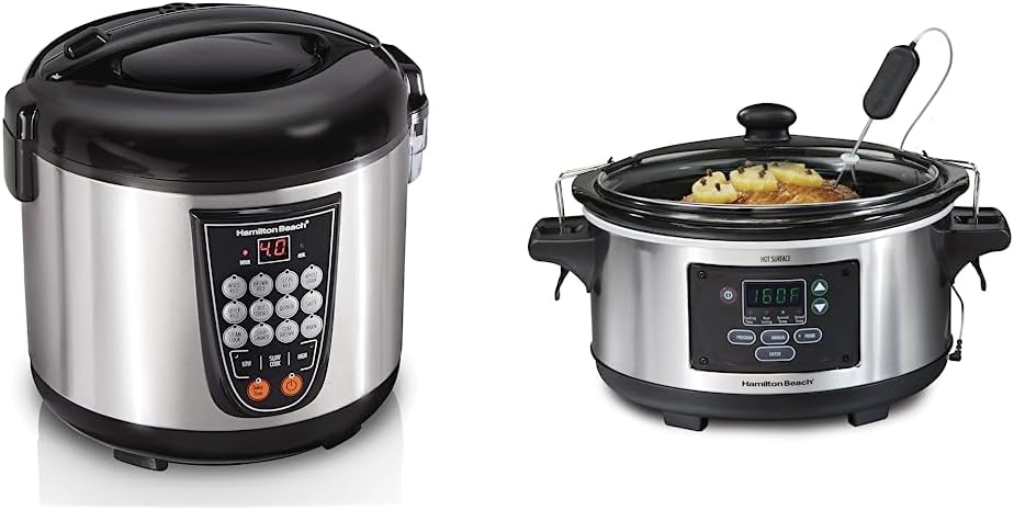 Hamilton Beach Digital Programmable Rice Cooker, Slow Cooker & Food Steamer Bundle (20 Cups Cooked)