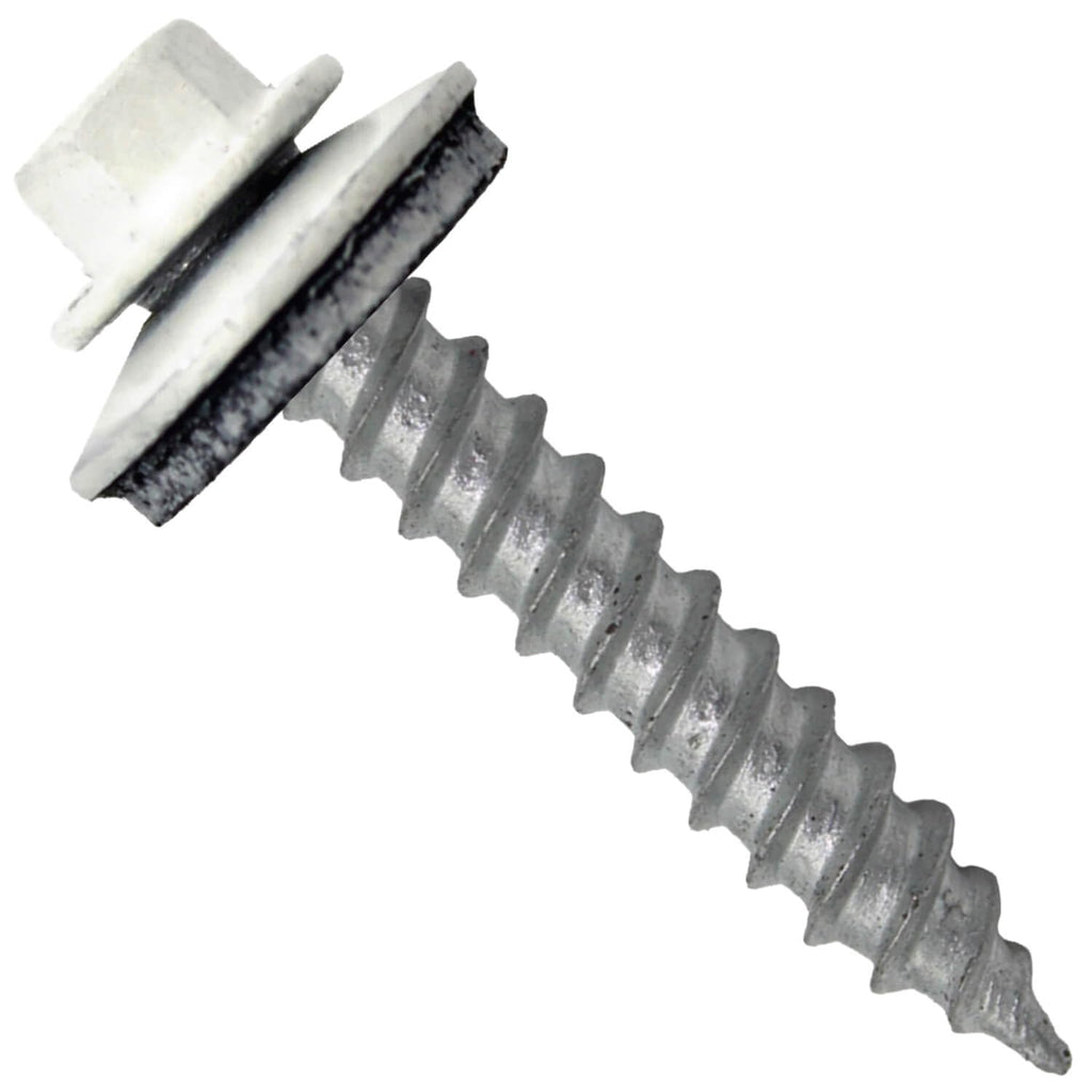 Metal Roofing Screw: (250) 12 x 1-1/2' Bone White Hex Sheet Metal Roof Screw. Sharp Point Metal to Wood siding Screws. 5/8' EPDM Washer.
