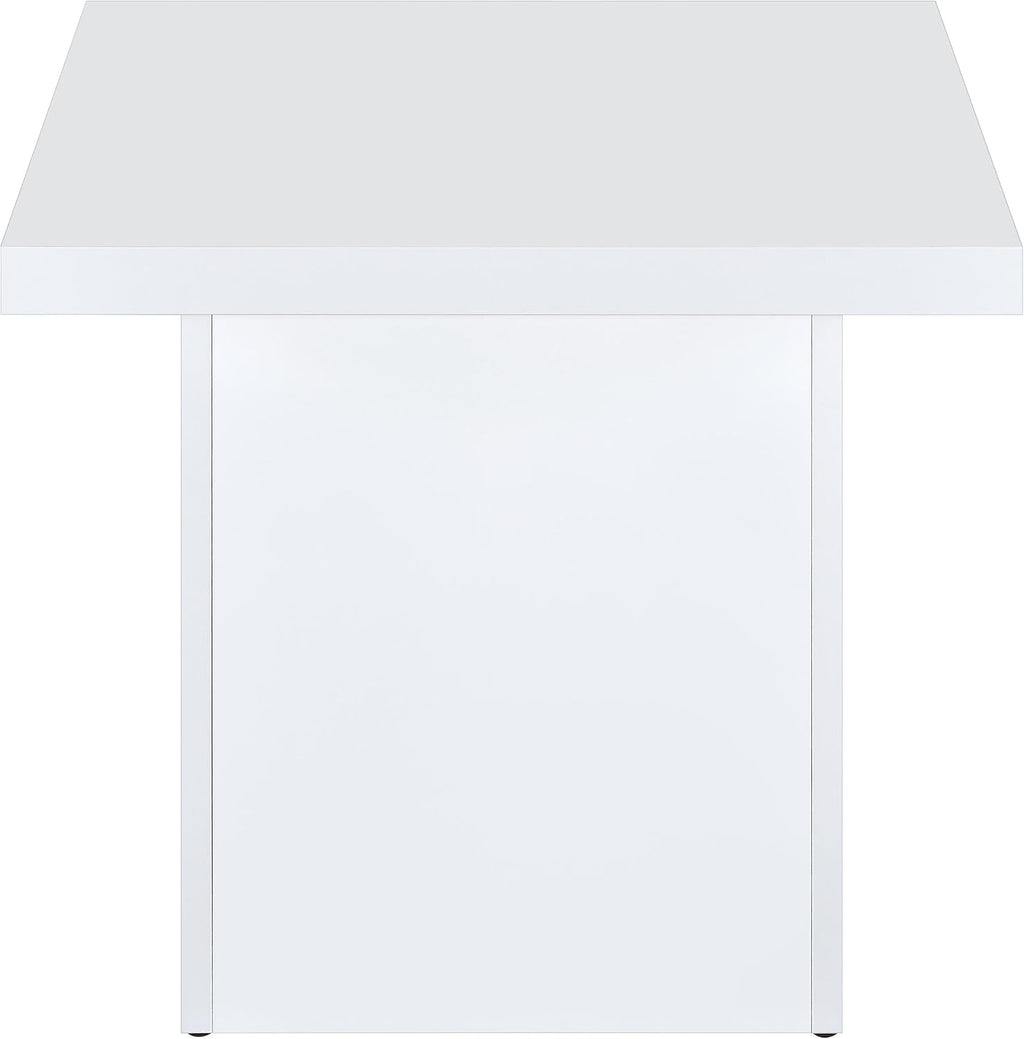 Coaster Home Furnishings - Devar - Wood - Square End Table with Thick Top, Plinth Base, Scratch Resistance and Blocky Frame - Living Room - 23.5-Inch - White High Gloss - 710897