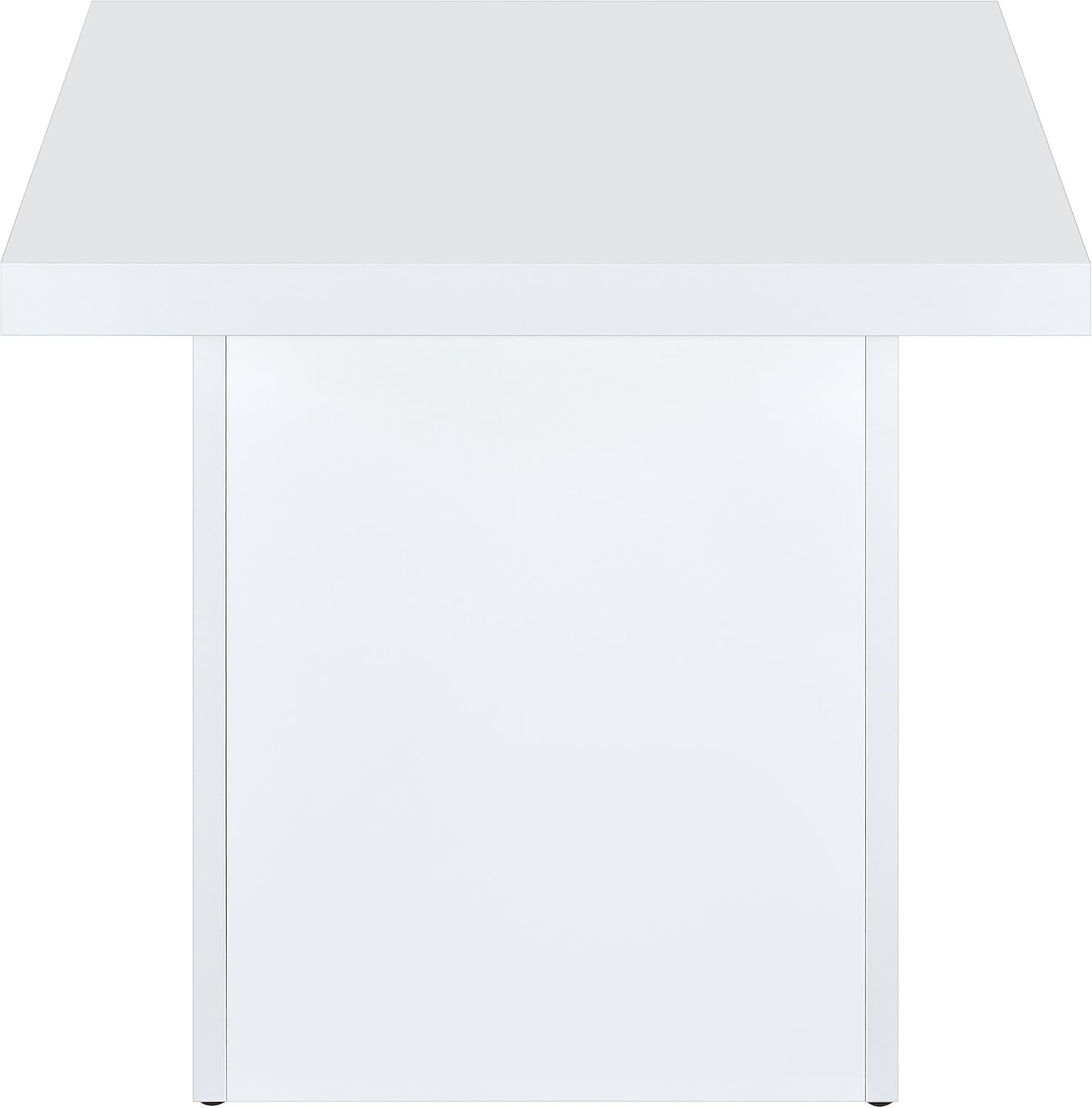 Coaster Home Furnishings - Devar - Wood - Square End Table with Thick Top, Plinth Base, Scratch Resistance and Blocky Frame - Living Room - 23.5-Inch - White High Gloss - 710897