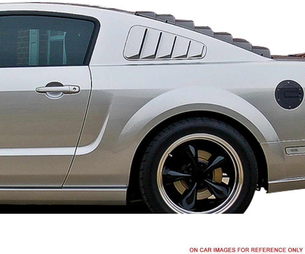 Pre Painted Window Delete Panels Compatible with 2005-2009 Ford Mustang V6, Factory Style Satin Silver Metallic #TL ABS Plastic Sun Rain Shade Guard Wind Vent Air Deflector by IKON MOTORSPORTS, 2006