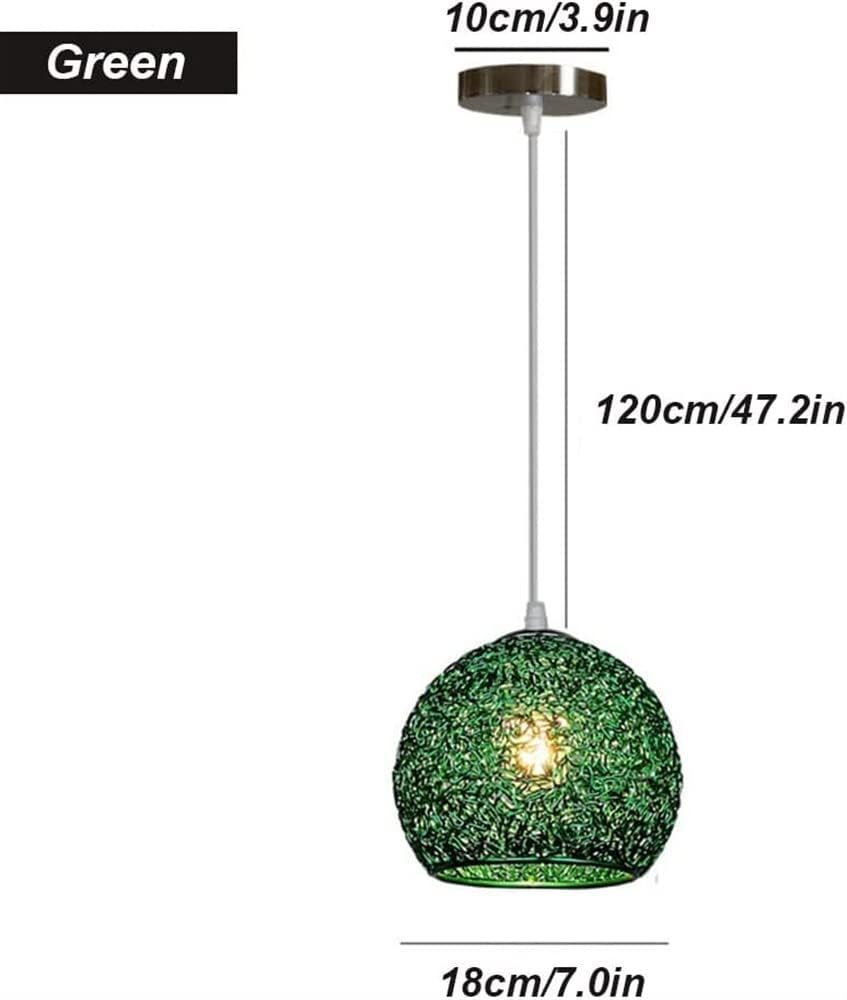 Chandelier Light for Living Room LED Chandelier Aluminum Wire Globe Lampshade Fixture Nordic Decor Hanging Light for Kitchen Island Dining Room Living Room Hallway (Green)