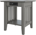 AFI, Mission End Table with Charging Station, Grey