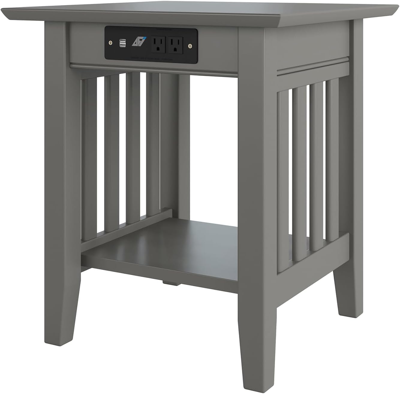 AFI, Mission End Table with Charging Station, Grey