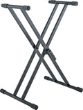 K&M Konig & Meyer 18990.015.55 Rick Keyboard X-Style Stand | Ergonomic Adjustable Height Clamp | Double Cross Brace Legs | Pre-Assembled | Portable For Travel | German Made | Black