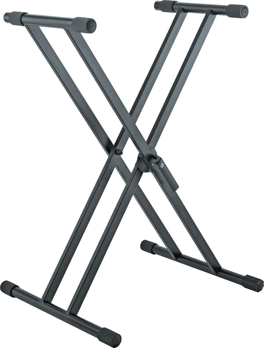 K&M Konig & Meyer 18990.015.55 Rick Keyboard X-Style Stand | Ergonomic Adjustable Height Clamp | Double Cross Brace Legs | Pre-Assembled | Portable For Travel | German Made | Black