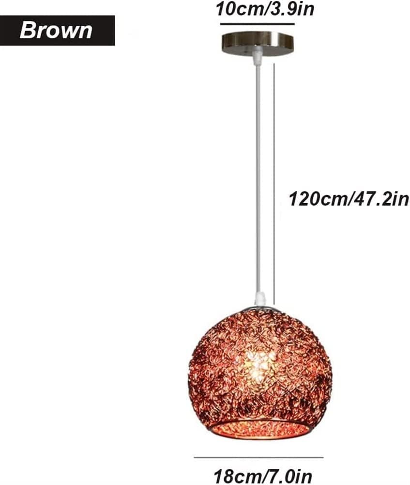 Chandelier Light for Living Room LED Chandelier Aluminum Wire Globe Lampshade Fixture Nordic Decor Hanging Light for Kitchen Island Dining Room Living Room Hallway (Brown)