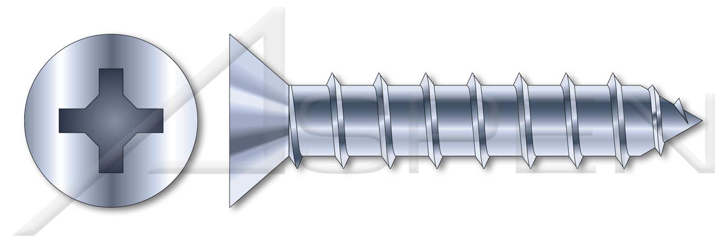 (4000 pcs) #10 X 2, Self-Tapping Sheet Metal Screws, Type A, Flat Phillips Drive, Steel, Zinc Plated and Baked