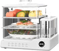 800W Electric Food Steamer - 24L Capacity 3-Tier Vegetable Steamer with Baskets, Touch Screen, Independent Water Tank, 12H Timer, White Kitchen Appliance