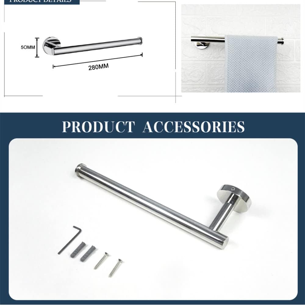 Chrome Plating Stainless Steel Round Wall Mounted Hand Towel Bar Toilet Paper Holder Robe Towel Hooks Bathroom Accessories Set,Paper Holder (Towel Ring)
