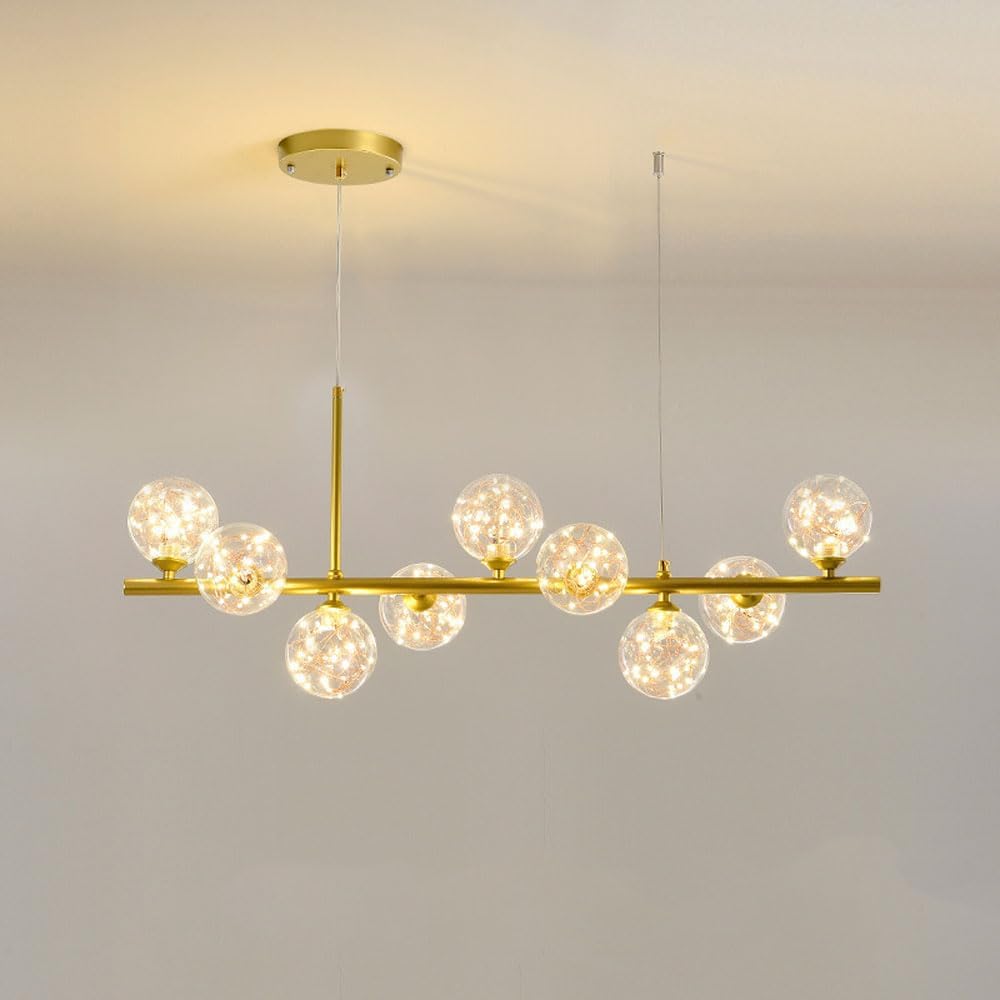 Modern Pendant Ceiling Lights with Warm Light Ceiling s Metal Glass Chandelier Room LED Ceiling Chandelier with Globe Shade Hanging Lighting for Kitchen Over Table Chandelier