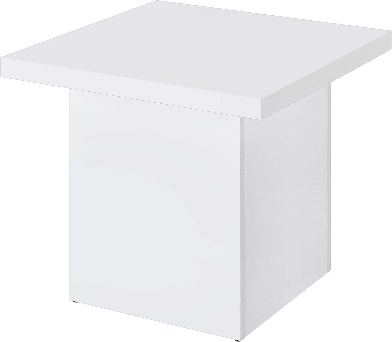 Coaster Home Furnishings - Devar - Wood - Square End Table with Thick Top, Plinth Base, Scratch Resistance and Blocky Frame - Living Room - 23.5-Inch - White High Gloss - 710897
