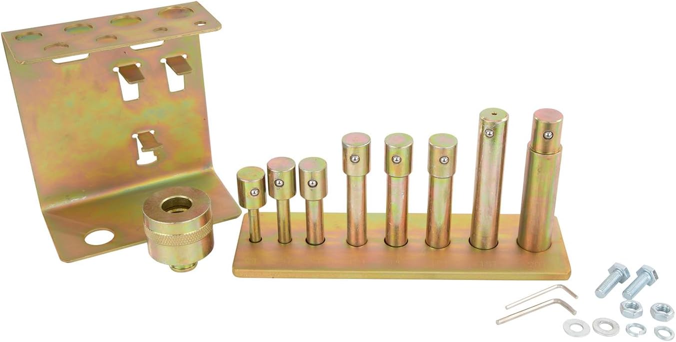 OEMTOOLS 24813 Shop Press Pin Set, 2-20 Ton Capacity Hydraulic Automotive Press Accessories Include 8 Pins, Ram Adapter, And Mounting Bracket, Corrosion Resistant Finish