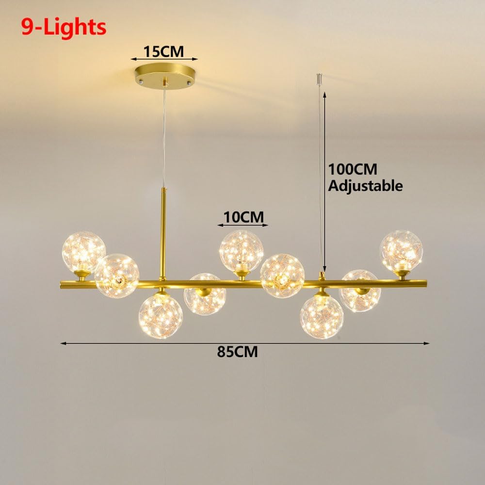 Modern Pendant Ceiling Lights with Warm Light Ceiling s Metal Glass Chandelier Room LED Ceiling Chandelier with Globe Shade Hanging Lighting for Kitchen Over Table Chandelier