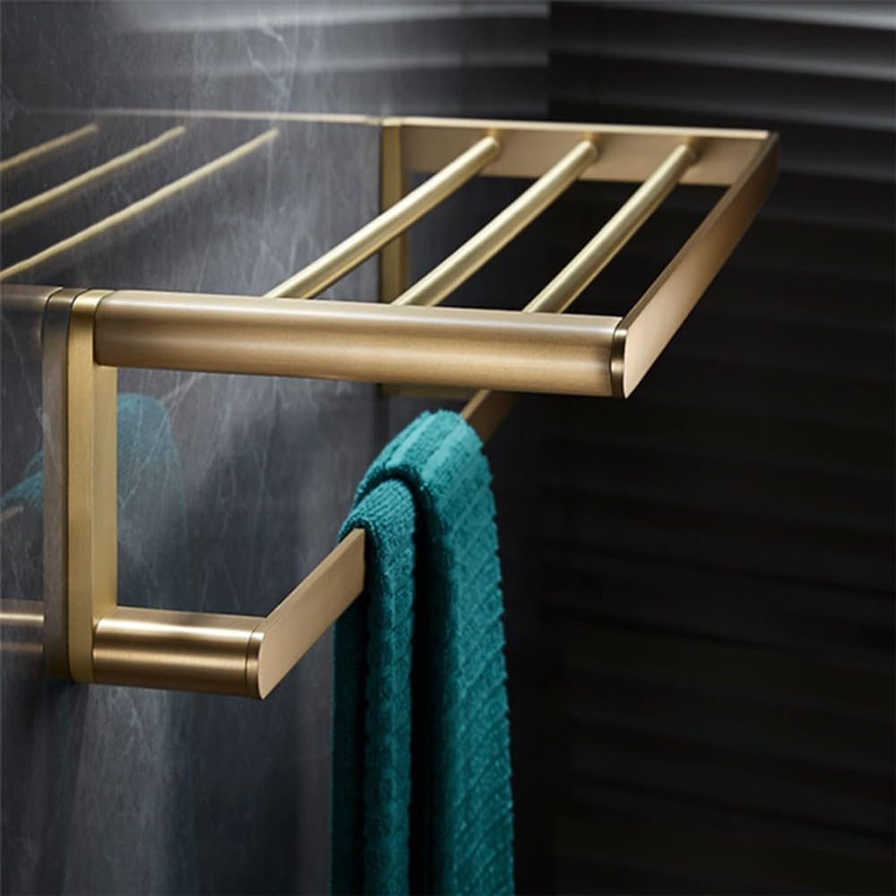 Bathroom Accessories Bathroom Shelf Towel Rack Paper Holder Toilet Brush Holder Towel Ranger Brushed Gold Brass Bath Hardware,Towel Rack B20
