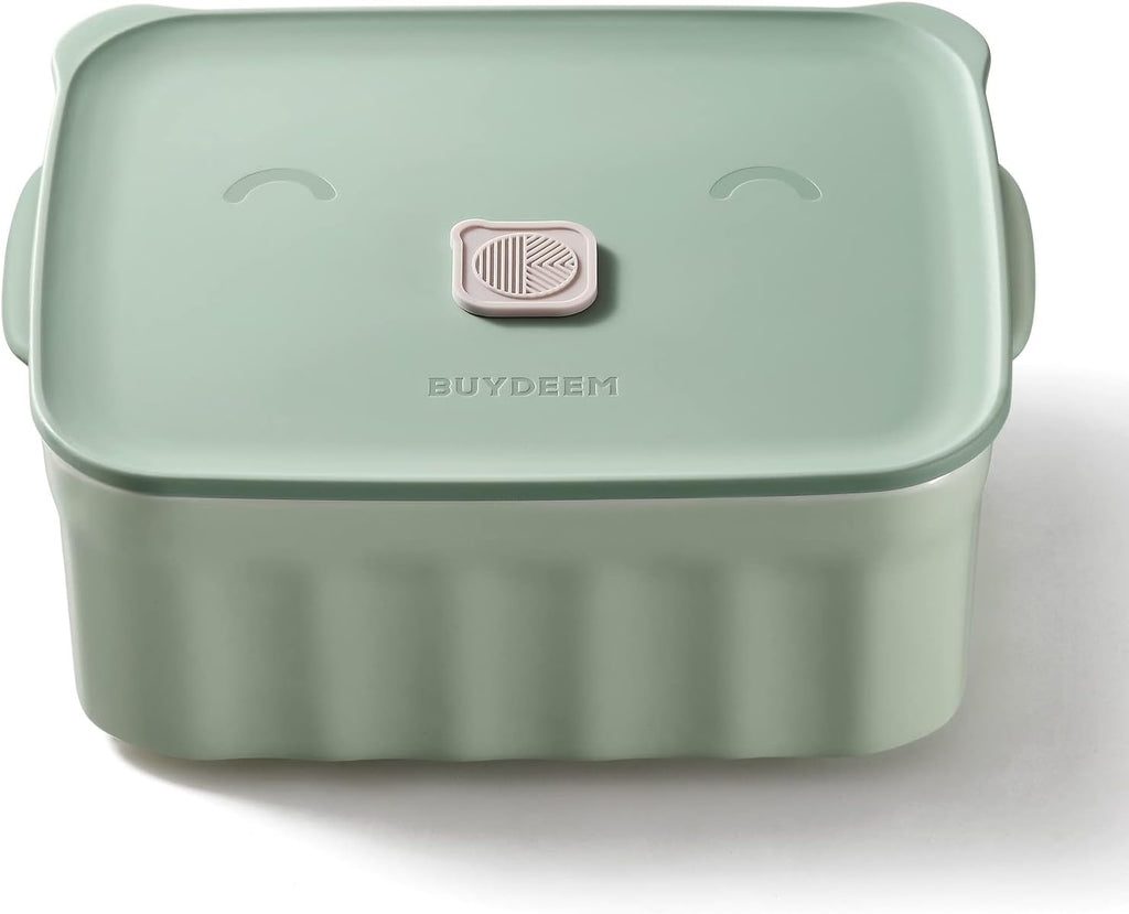 BUYDEEM G52 5.3 Quart Electric Food Steamer Bundle with Two Ceramic Food Storage Container Cozy Greenish 28 oz