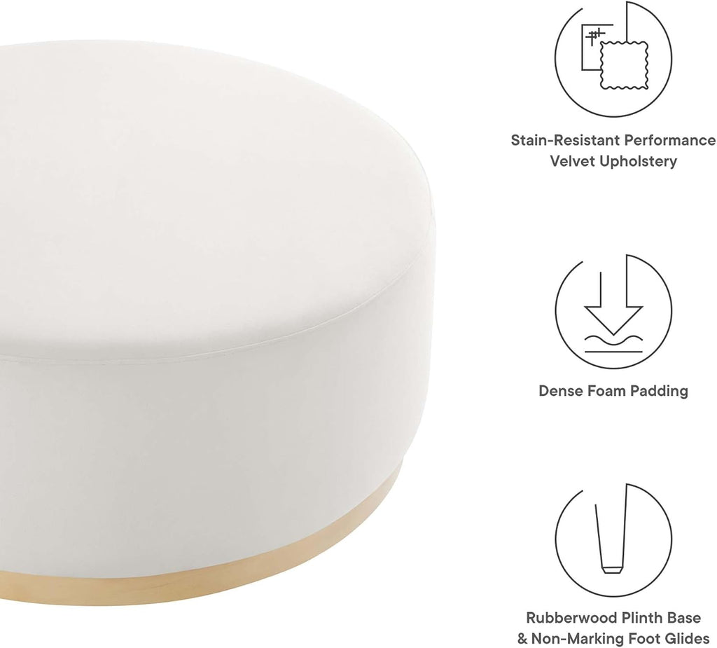 Modway Large 38' Round Performance Velvet Upholstered Upholstered Ottoman