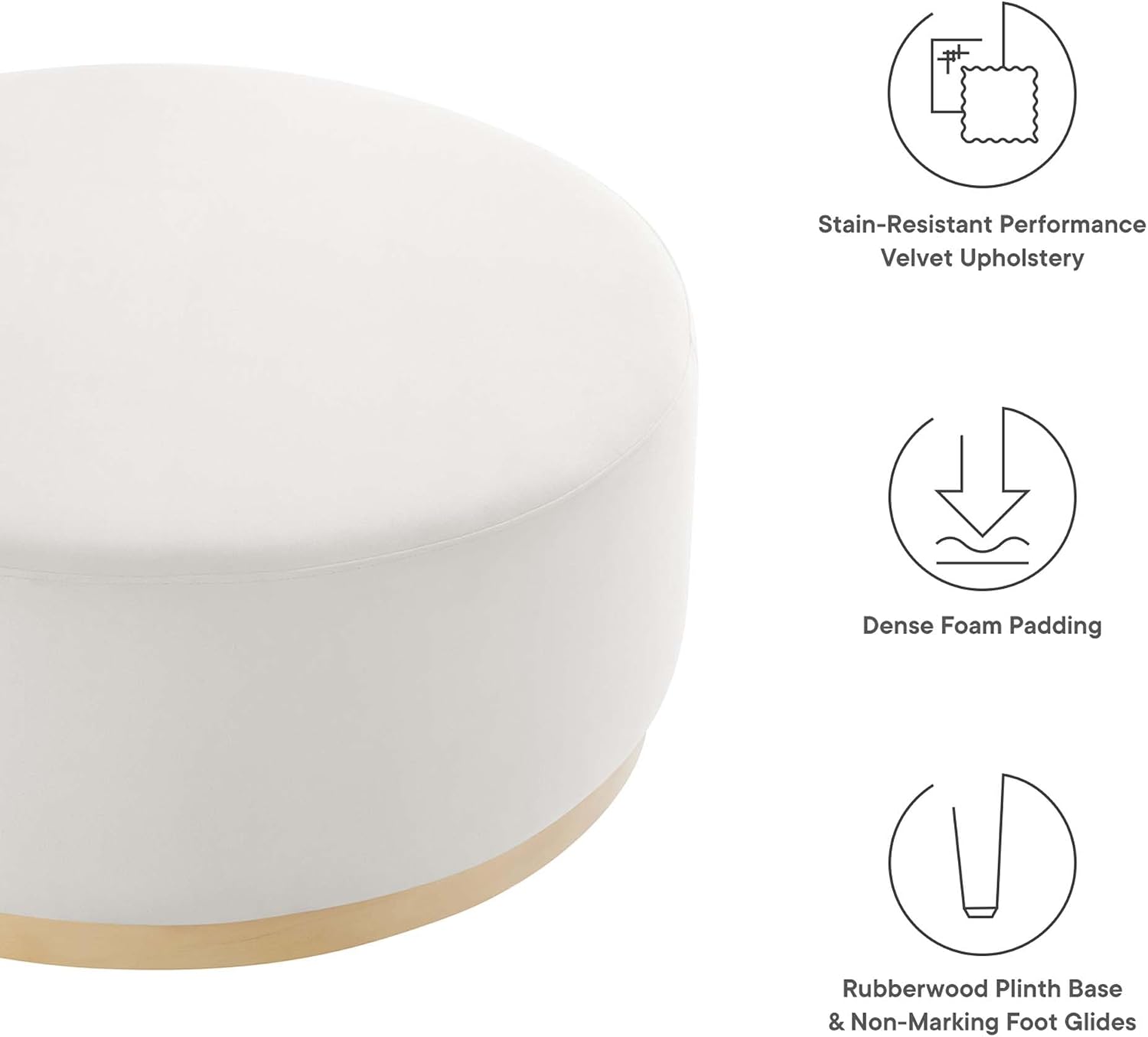 Modway Large 38' Round Performance Velvet Upholstered Upholstered Ottoman