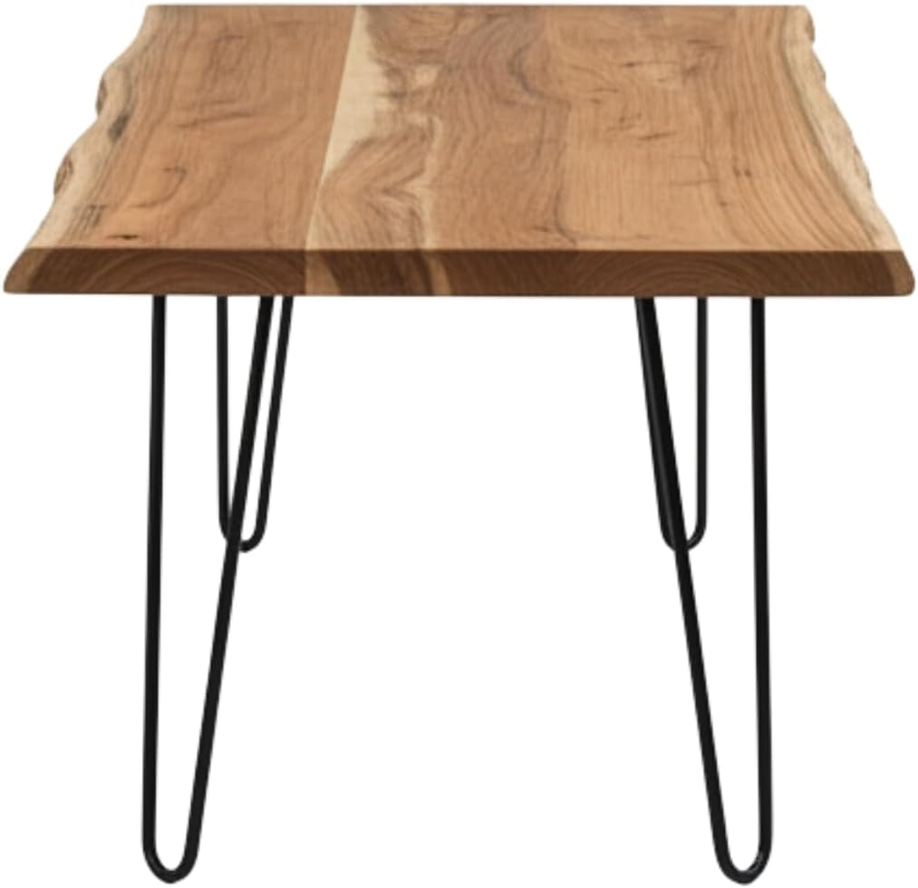 Alaterre Furniture Live Edge Wood Coffee Table with Hairpin Metal Legs – Rustic Modern Farmhouse Living Room Table with Acacia Wood Top (42 Inch)