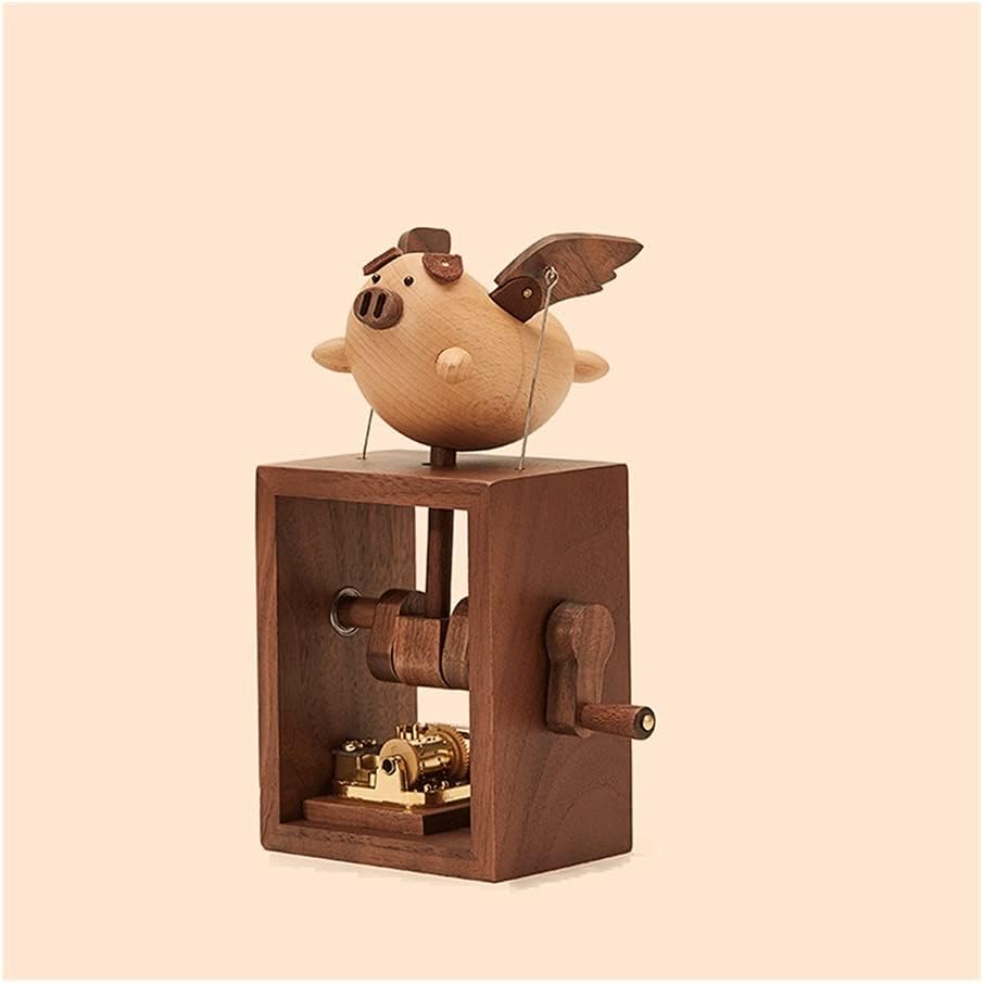 Music Box Wooden Musical Box Handmade Hand-cranked Music Boxs Sky City to Send Children's Friends Birthday Festival Gifts (Size : A)