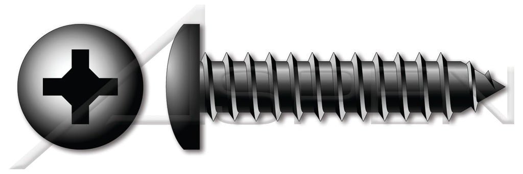 (1500 pcs) #10 X 2, Self-Tapping Sheet Metal Screws, Type AB, Pan Phillips Drive, Steel, Black Zinc