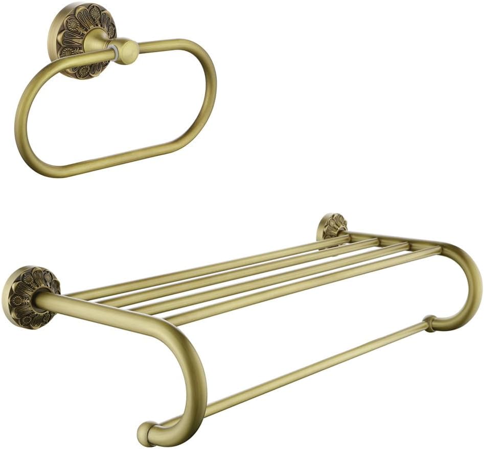 24 Inch Towel Rack + Towel Ring, Brass Bathroom Accessories Set