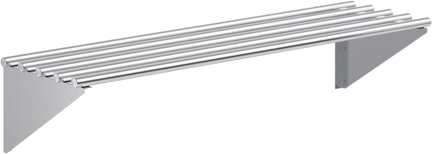 Premium Stainless Steel Tubular Wall Shelf – 14' D x 48' L | NSF Certified | Equipment & Appliance Wall Shelf for Kitchen, Restaurant, Utility Room