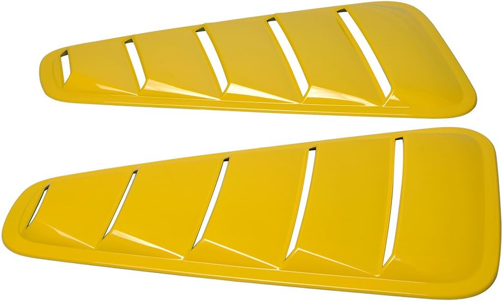Pre Painted Window Delete Panels Compatible with 2005-2009 Ford Mustang V6, Factory Style Screaming Yellow #D6 ABS Plastic Sun Rain Shade Guard Wind Vent Air Deflector by IKON MOTORSPORTS, 2006 2007