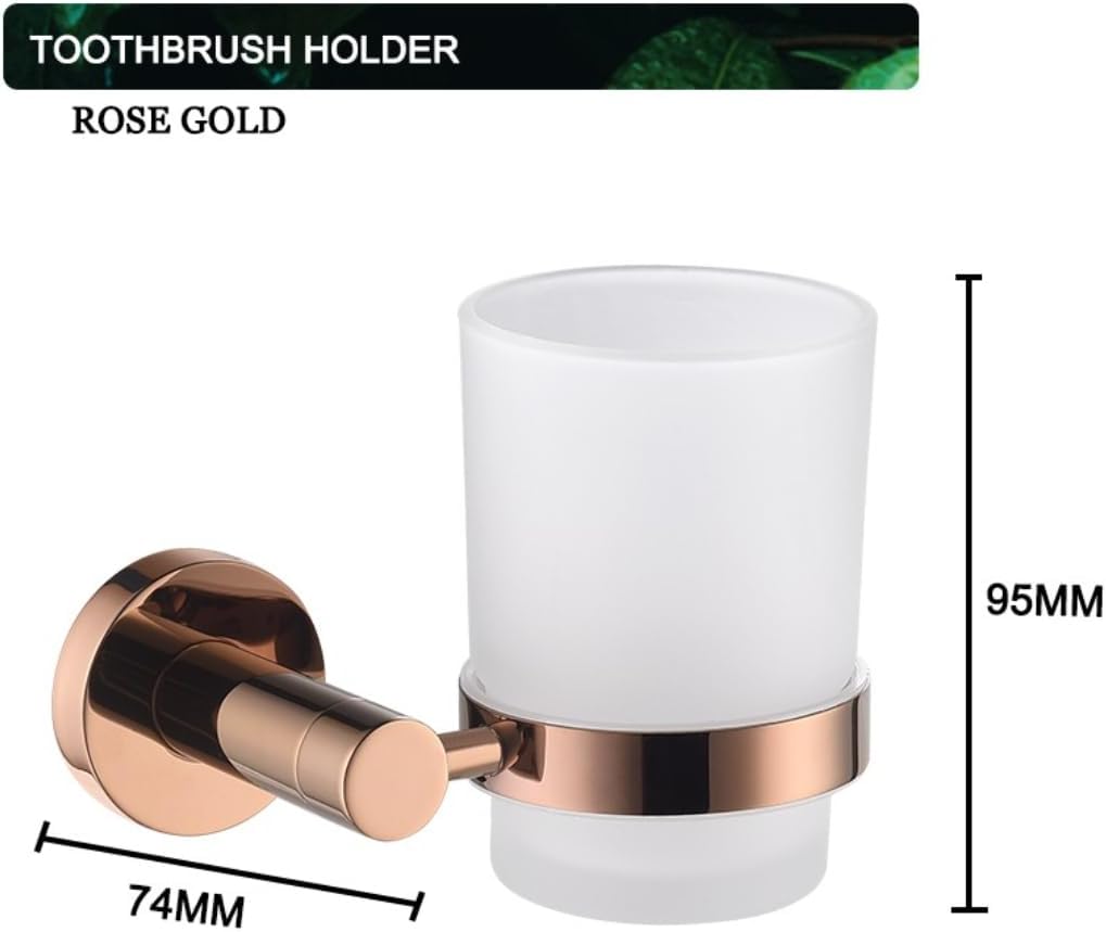 Rose Gold 304 Stainless Steel Wall-Plated Towel Stick Toilet Bathroom Robe Soap Dishwasher Hand Bathroom Set(Cup Holder)