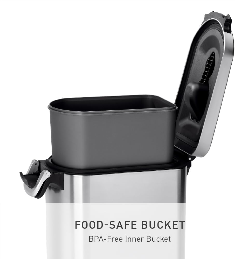 simplehuman 35 Liter, 40 lb / 18.1 kg X-Large Pet Food Storage Container for Dog Food, Cat Food, and Bird Feed, Brushed Stainless Steel
