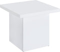 Coaster Home Furnishings - Devar - Wood - Square End Table with Thick Top, Plinth Base, Scratch Resistance and Blocky Frame - Living Room - 23.5-Inch - White High Gloss - 710897