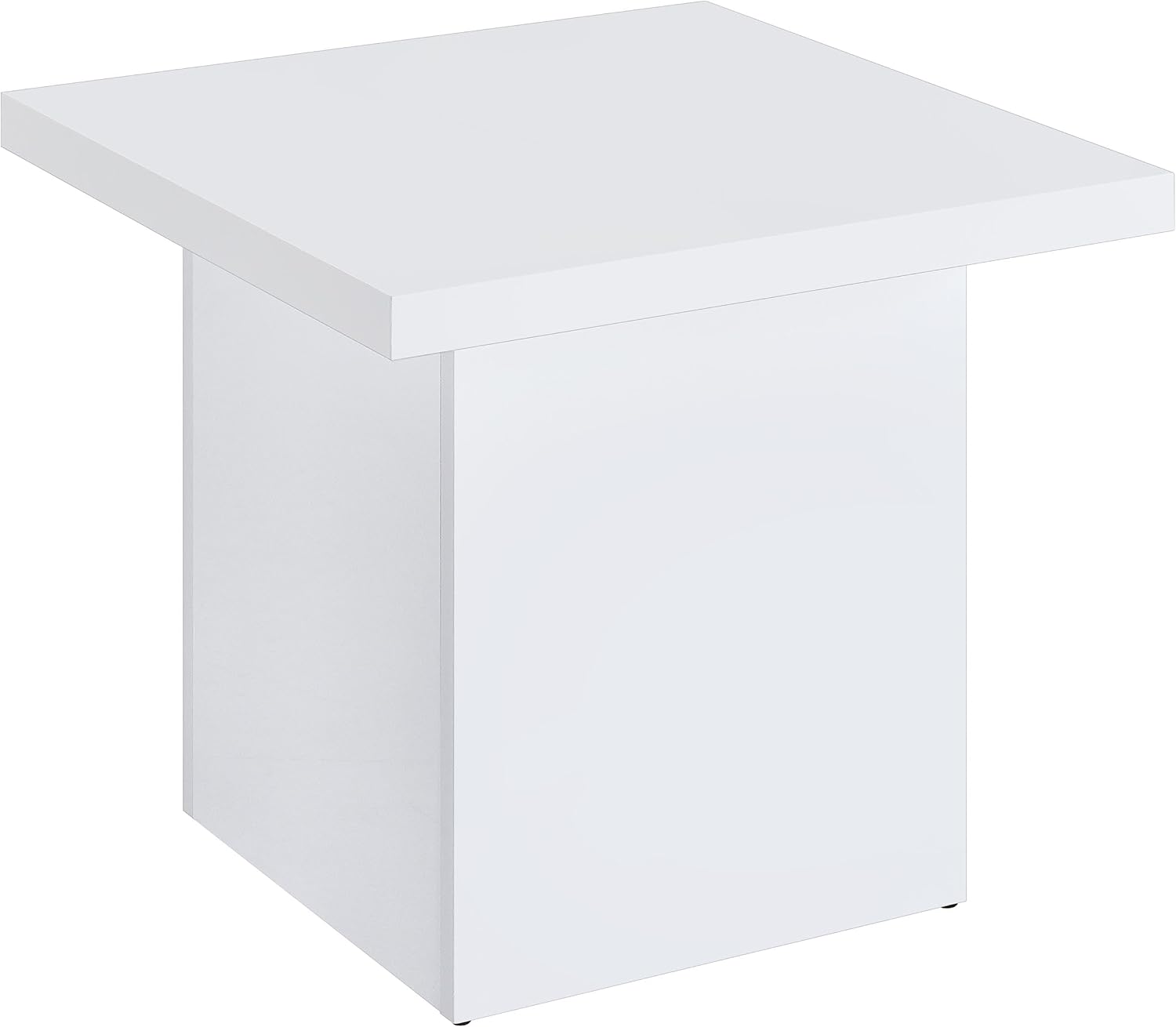 Coaster Home Furnishings - Devar - Wood - Square End Table with Thick Top, Plinth Base, Scratch Resistance and Blocky Frame - Living Room - 23.5-Inch - White High Gloss - 710897