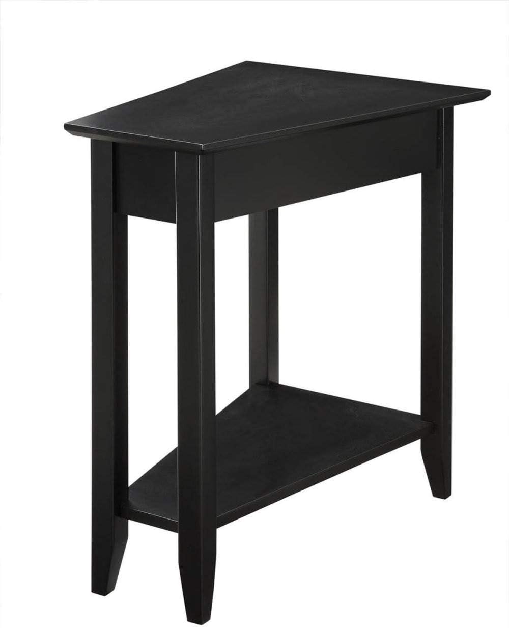 Convenience Concepts American Heritage Wedge End Table 24' - Classic Living Room Table with Storage Shelf, Side Table for Family Room, Bedside Table, Black