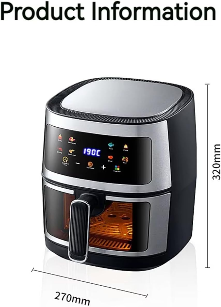 Air Fryer with Viewing Window,Convection Oven Multi-Function Appliance for Frying, Roasting, Baking, Steaming & Dehydrating 1350W Grey
