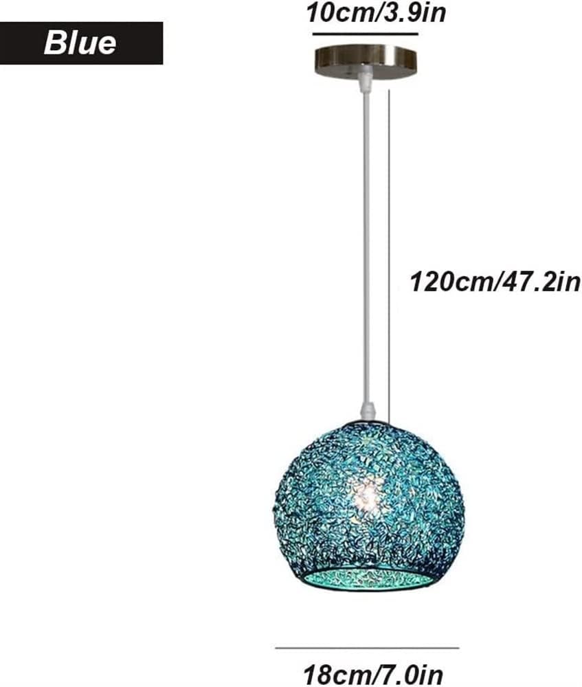 Chandelier Light for Living Room LED Chandelier Aluminum Wire Globe Lampshade Fixture Nordic Decor Hanging Light for Kitchen Island Dining Room Living Room Hallway (Blue)