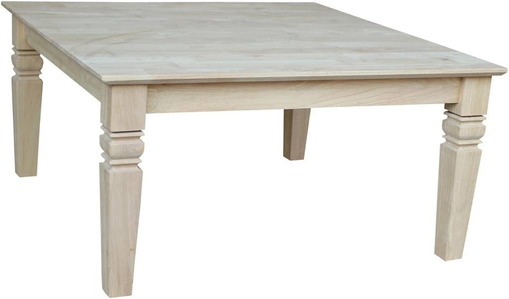 International Concepts, 18'H Java Square Coffee Table, Farmhouse, Living Room Furniture, Sturdy Solid Parawood, Paint or Stain in Any Color, Easy Assembly, Unfinished