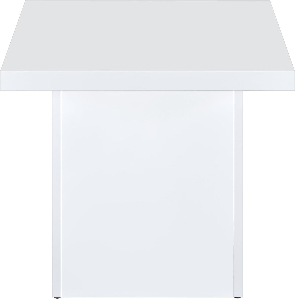 Coaster Home Furnishings - Devar - Wood - Square End Table with Thick Top, Plinth Base, Scratch Resistance and Blocky Frame - Living Room - 23.5-Inch - White High Gloss - 710897