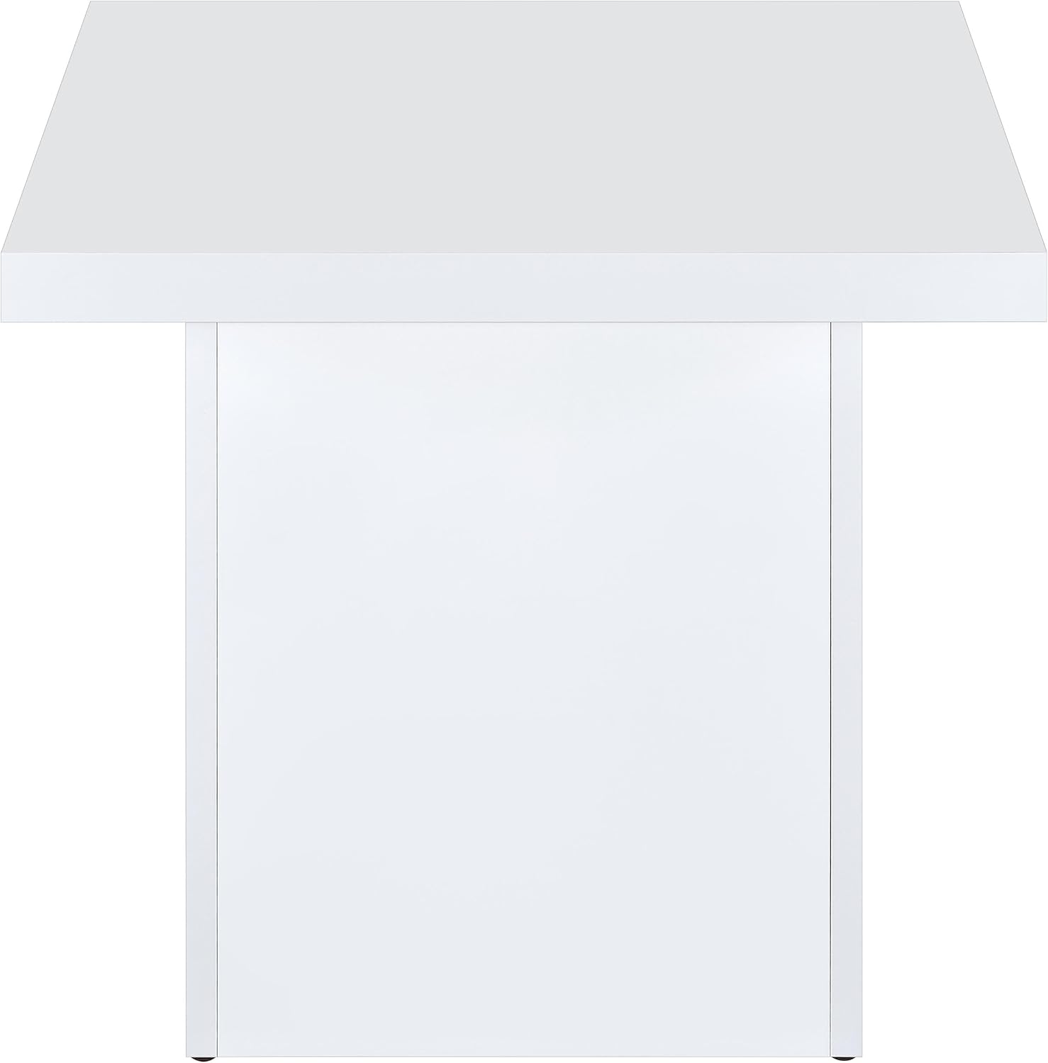 Coaster Home Furnishings - Devar - Wood - Square End Table with Thick Top, Plinth Base, Scratch Resistance and Blocky Frame - Living Room - 23.5-Inch - White High Gloss - 710897