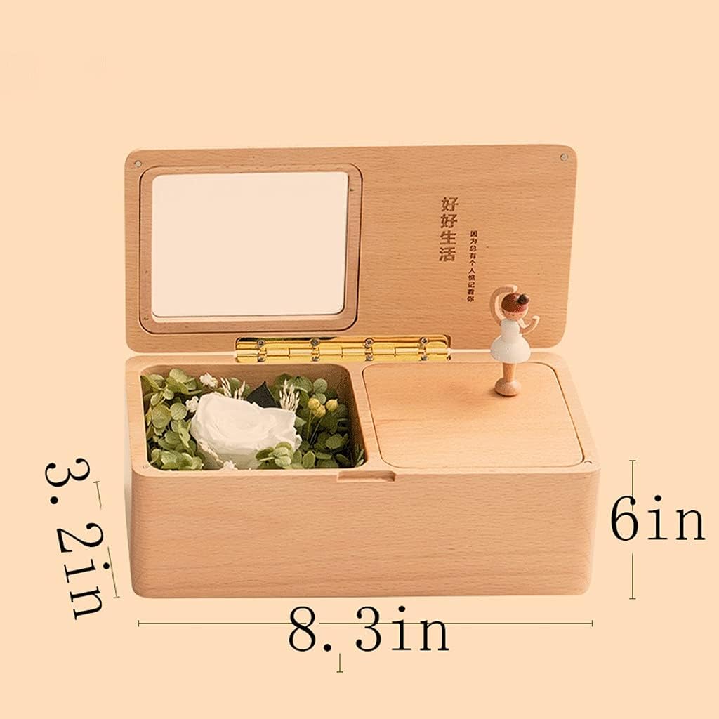 Music Box Eternal Flower Musical Box Rotating Music Boxs Dancing Princess Ballet Wooden Girl Birthday Valentine's Day Gift (Size : A)