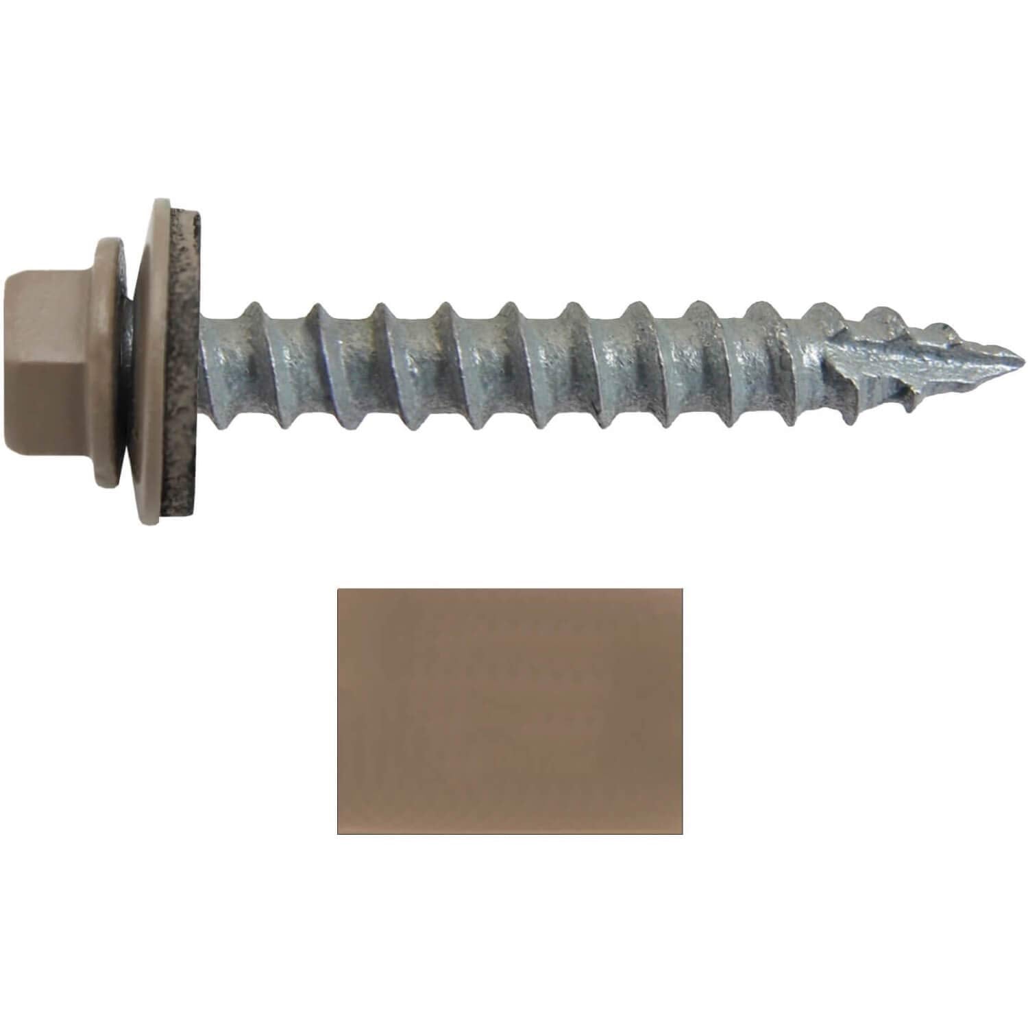 #14 Metal Roofing Screws Screws x 1-1/2' Buckskin Hex Washer Head Sheet Metal Roof Screw. Self Starting/self Tapping Metal to Wood with EPDM Washer. Colored Head. for Corrugated Roofing (750 Count)